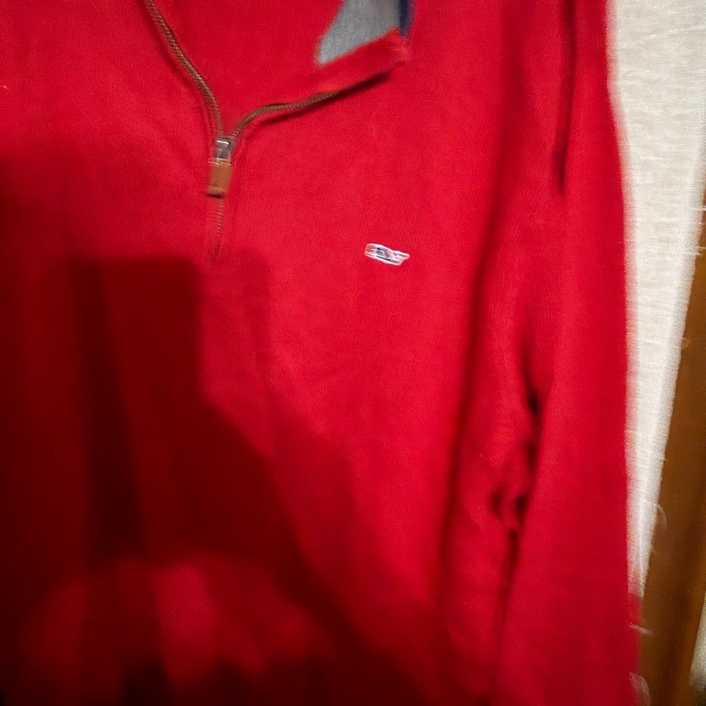 Vineyard Vines Men's Red Zip-Up Sweater